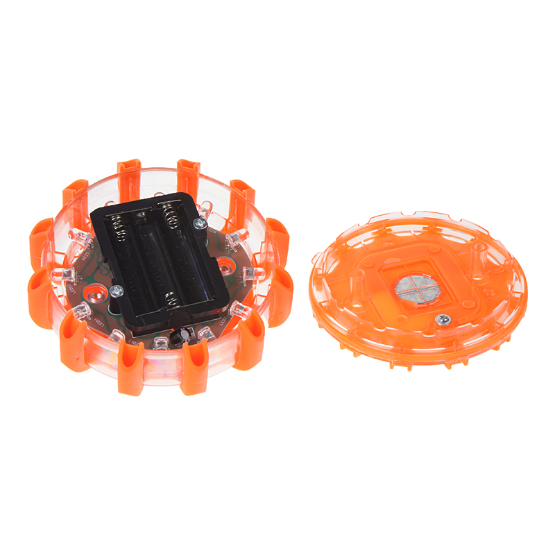 LED výstražné svetlo 12 + 3LED na 3x batérii AAA, oranžové