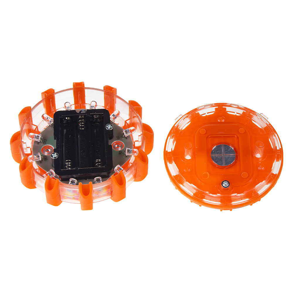LED výstražné svetlo 12 + 3LED na 3x batérii AAA, červené