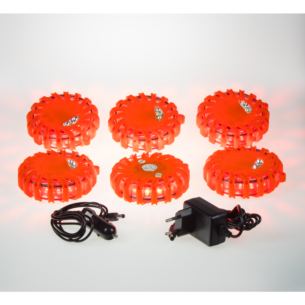 LED výstražné svetlo 16LED, červené, set 6ks