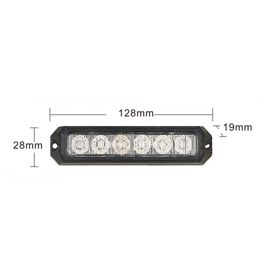LED výstražné svietidlo 6xLED oranžové R65 R10 LW0032-ALR-1