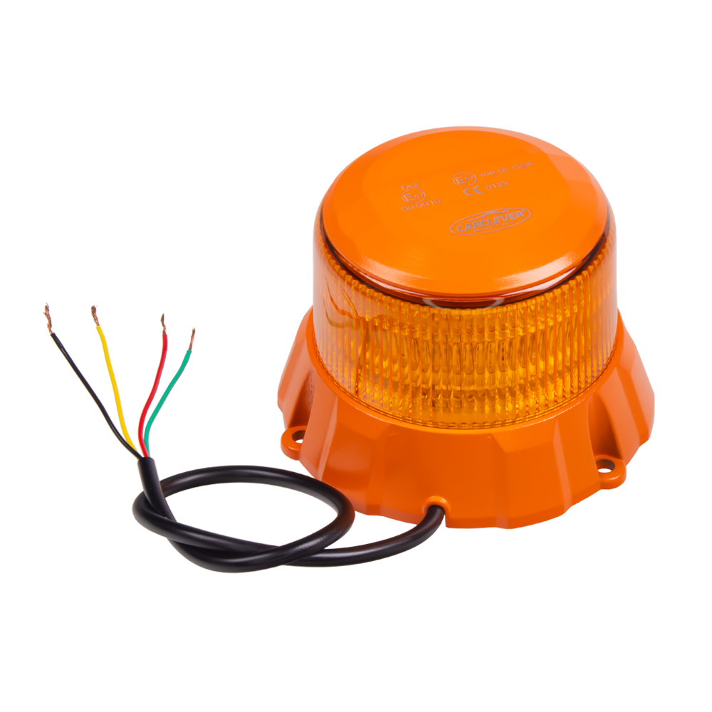 Robustný oranžový LED maják, oranžový hliník, 48W, ECE R65