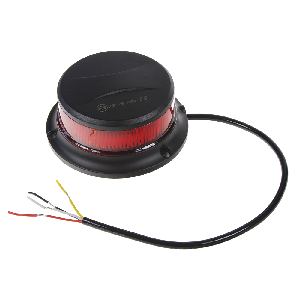 LED maják, 12-24V, 18x1W červený, pevná montáž ECE R10