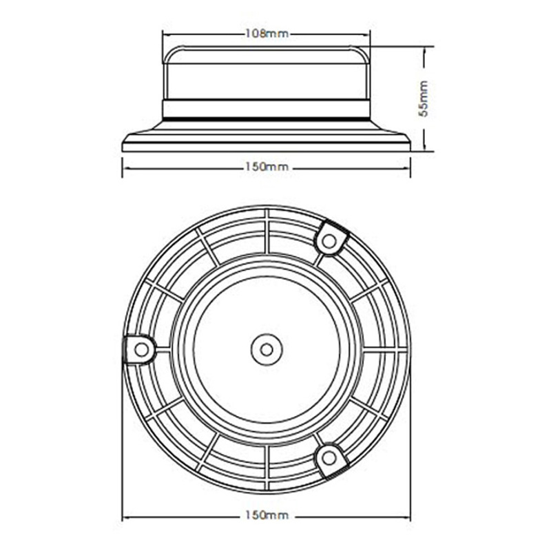 LED maják, 12-24V, 12x3W oranžový fix, ECE R65