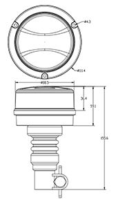 LED maják, 12-24V, 64x0,5W, oranžový, na držiak ECE R65 R10