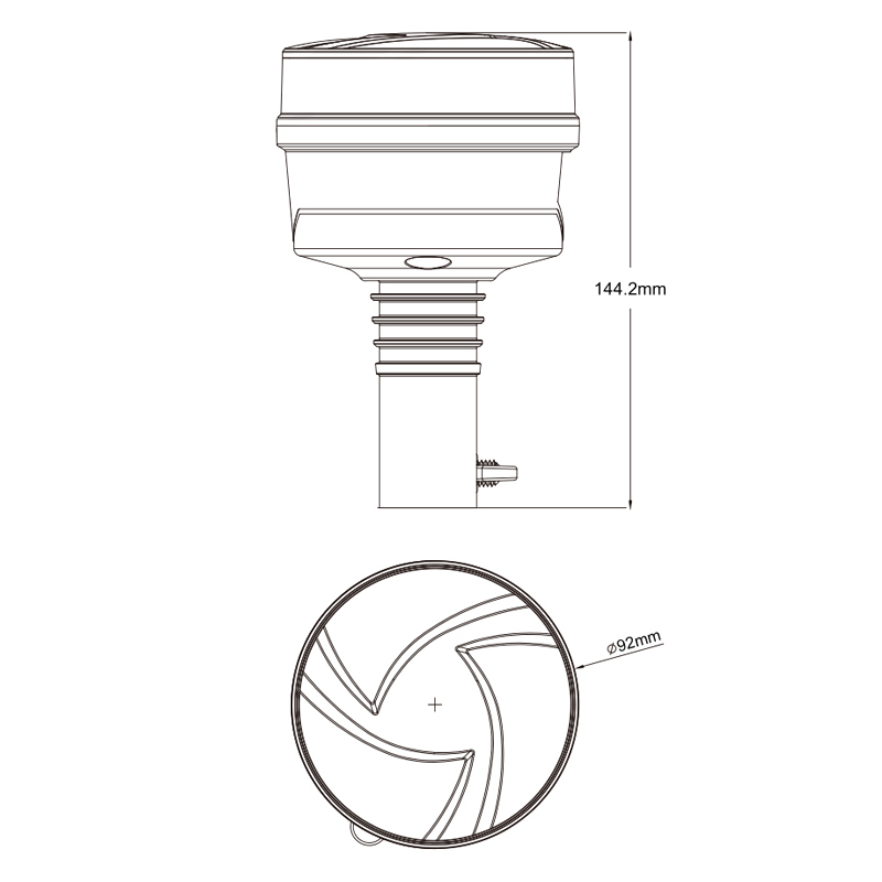 LED maják, 12-24V, 30x0,7W oranžový na držiak, ECE R65 R10