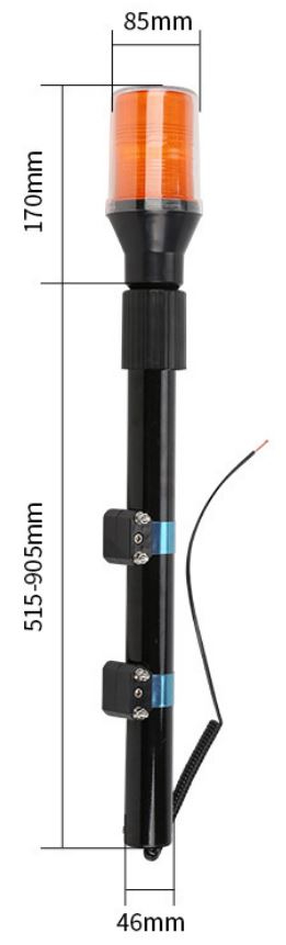 LED maják, 12V, 30LED červený s teleskopickou tyčou na motocykel