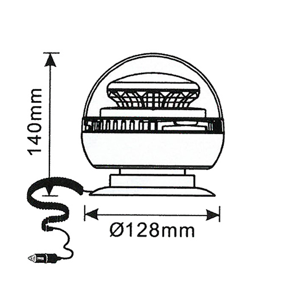 AKU LED maják, 12x3W oranžový, magnet, ECE R65