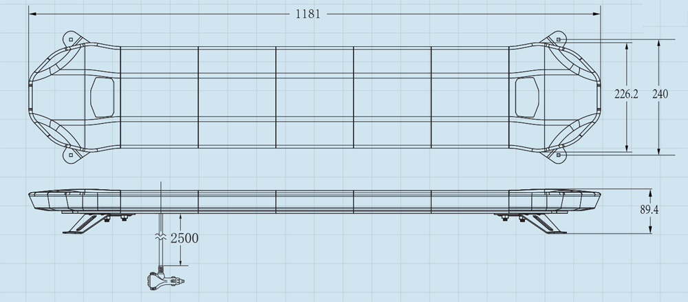 LED rampa 1181mm, modrá, 12-24V