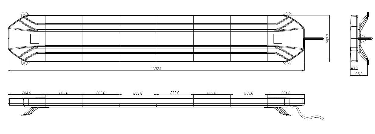 LED rampa 1630mm, oranžová, 12-24V, 1W LED, ECE R65