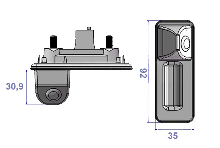Kamera formátu PAL/NTSC do vozidla AUDI A1/Škoda Octavia II/Fabia 2012-15 v madle kufra