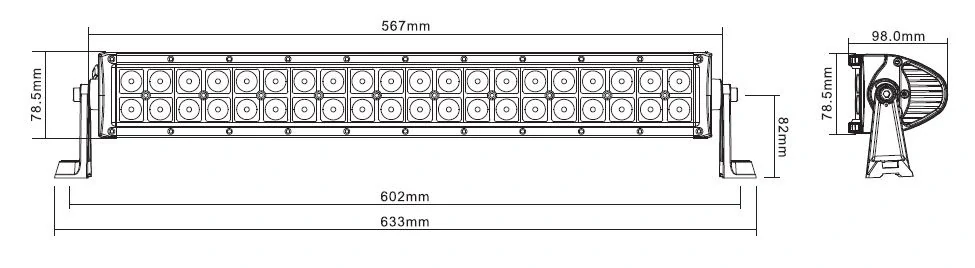 LED rampa prehnutá, 40x3W, 567mm, ECE R10