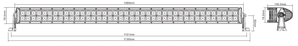 LED rampa prehnutá, 80x3W, 1069mm, ECE R10