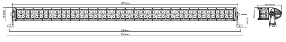 LED rampa prehnutá, 96x3W, 1273mm, ECE R10