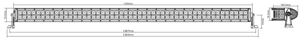 LED rampa prehnutá, 100x3W, 1325mm, ECE R10