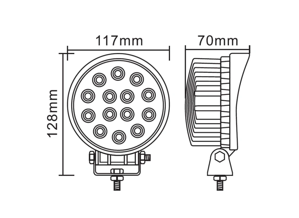 LED svetlo guľaté, 14x3W, 117mm, ECE R10