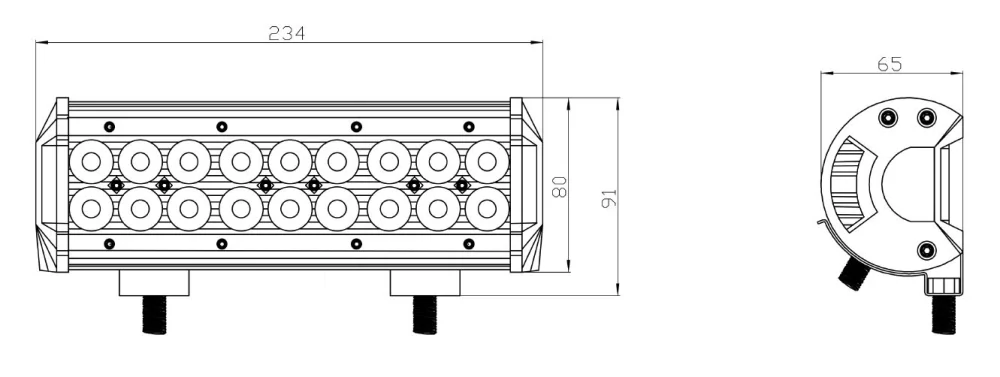 LED svetlo obdĺžnikové, 18x3W, 234x80x65mm, ECE R10