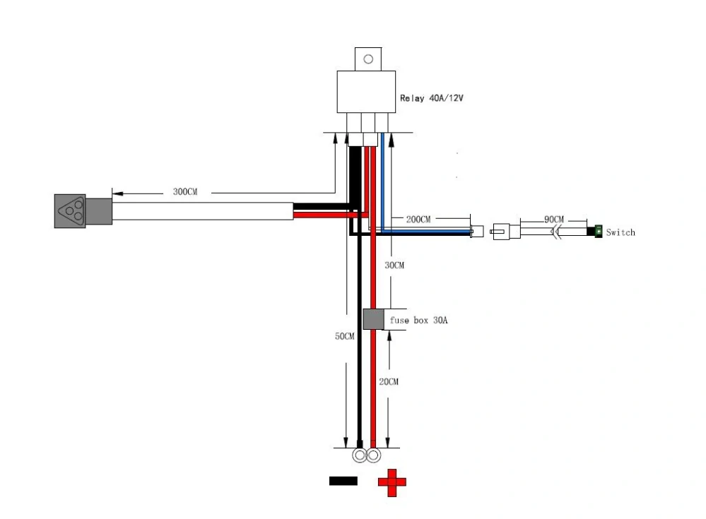 Kabeláž pre pripojenie svetla s 3-pin DT konektorom