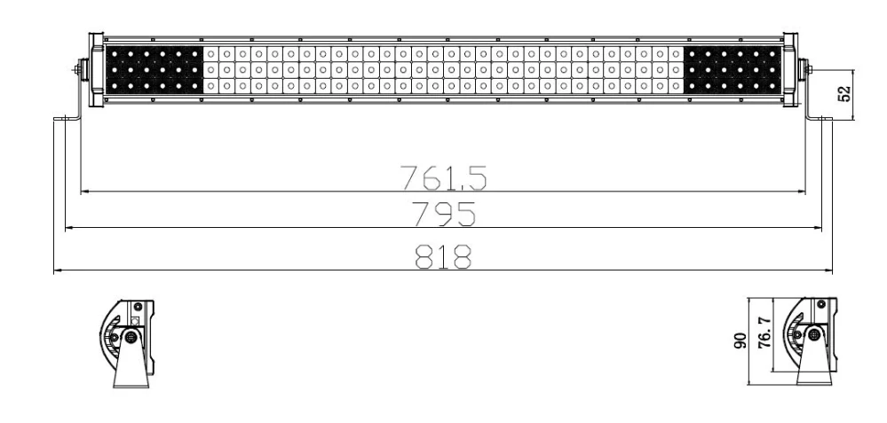 LED rampa, 126x3W, 761mm, ECE R10