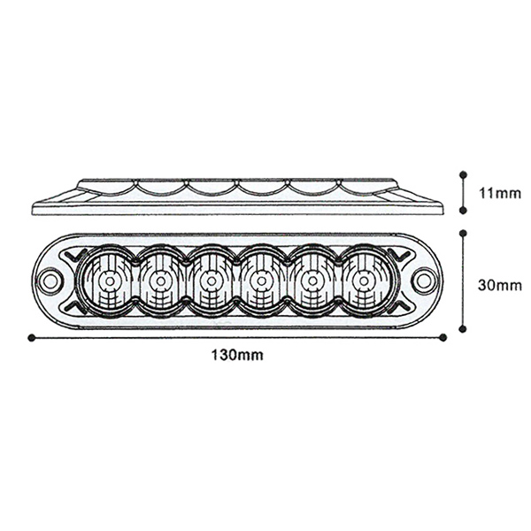 x PREDATOR 6x3W LED, 12-24V, modrý, ECE R10