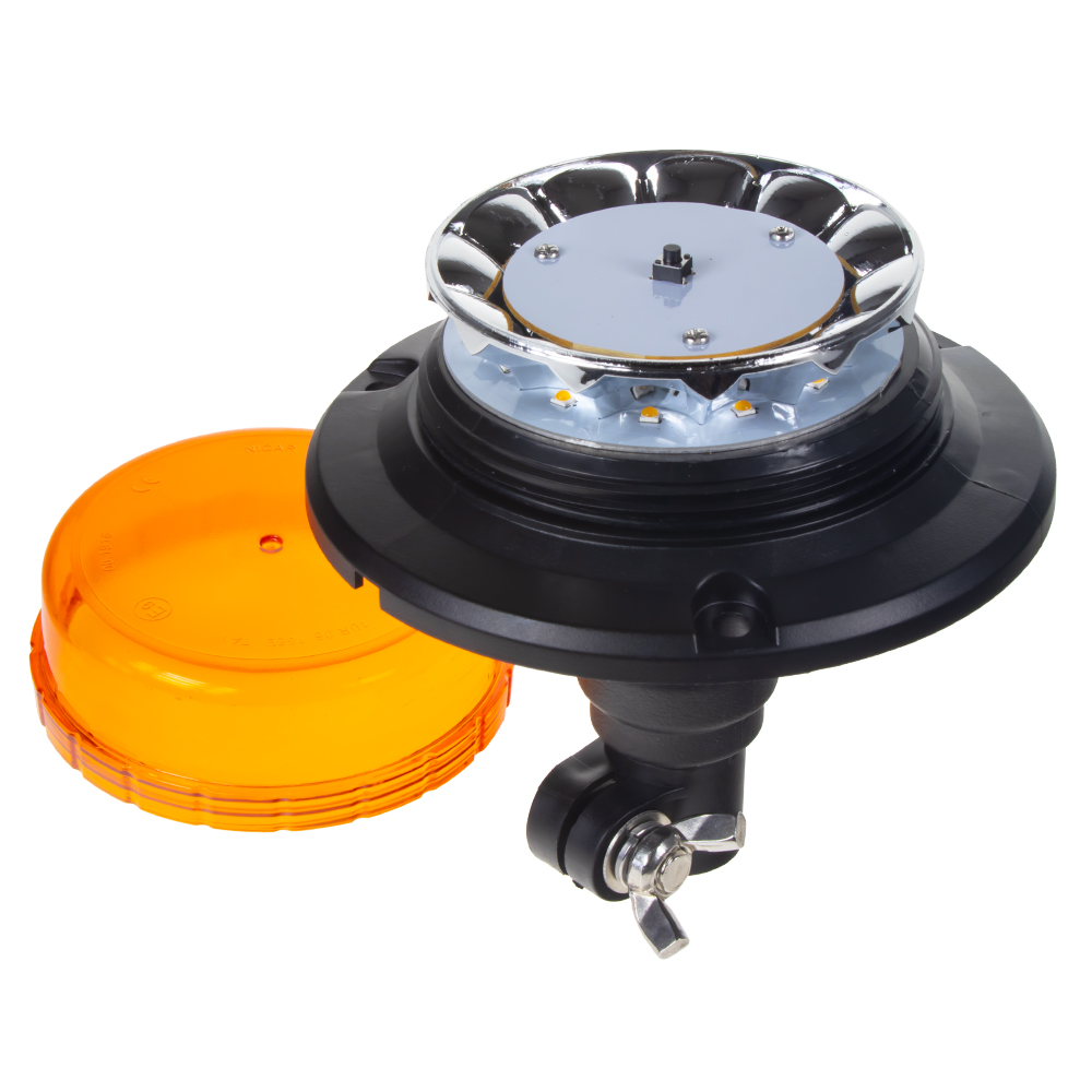 LED maják, 12-24V, 12x3W oranžový na držiak, ECE R65