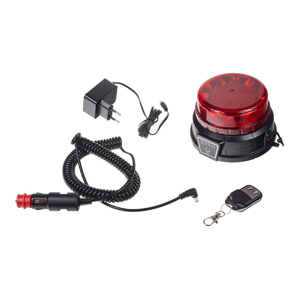 AKU LED maják, 12x3W červený, diaľkové ovládanie , magnet, ECE R10