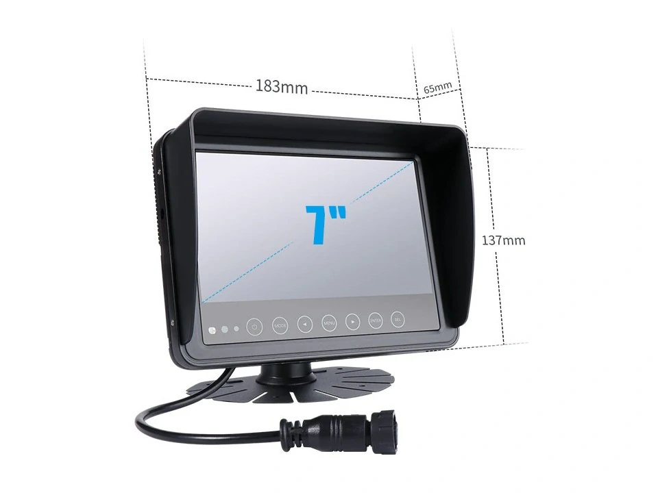 AHD set Monitor 7" prachotesný/vodeodolný/nárazu odolný, 2x4PIN vstup + kamera + 15m kábel