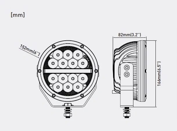 LED svetlo guľaté s pozičným svetlom, 14x5W, ECE R10, R148, R149