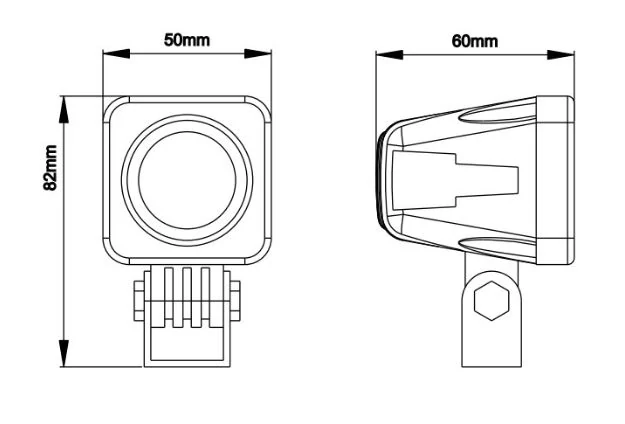 LED svetlo hranaté (aj na motocykel), 1x 10W, 50x50x60mm, ECE R10