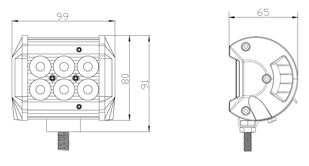 LED svetlo obdĺžnikové biely/oranžový predátor 6x3W, 99x80x65mm