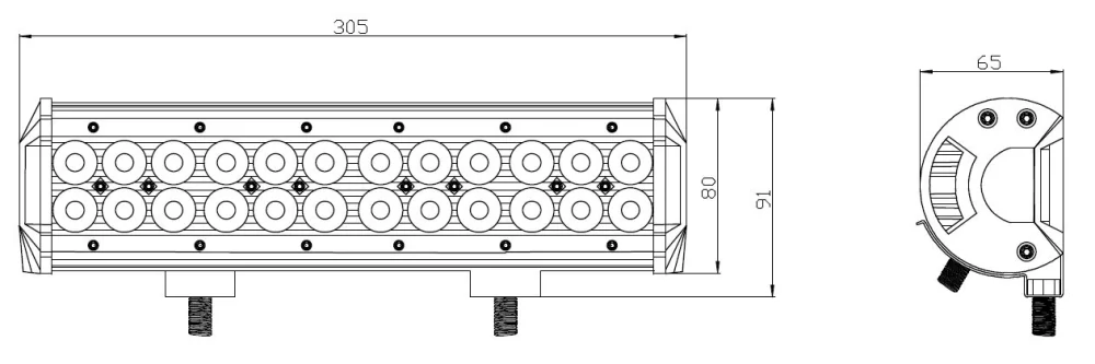 LED svetlo obdĺžnikové, 24x3W, 305x80x65mm, ECE R10