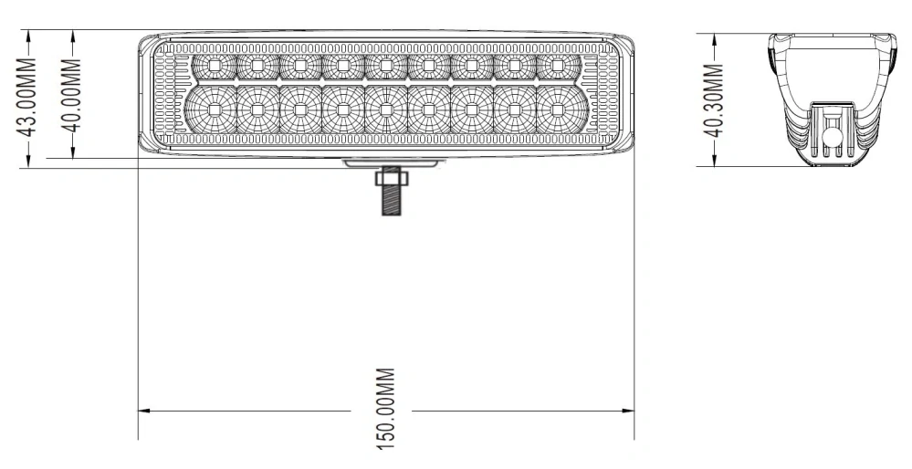 LED svetlo obdĺžnikové, biele/oranžové, 18x3W, 150 mm, ECE R10
