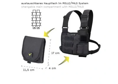 CHEST MOLLE Vesta na rádiostanicu s praktickou úložnou kapsou.