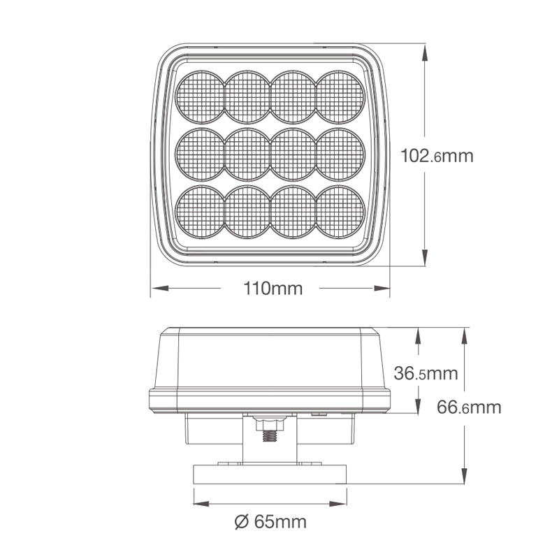 LED výstražné svetlo, oranžové, ECE R10, R65, set 2ks