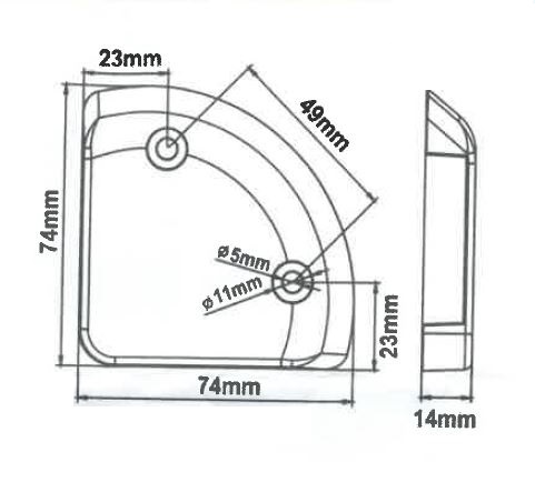 Rohové výstražné LED svetlo na plošiny, 12-36V, 4x1,5W, oranžové