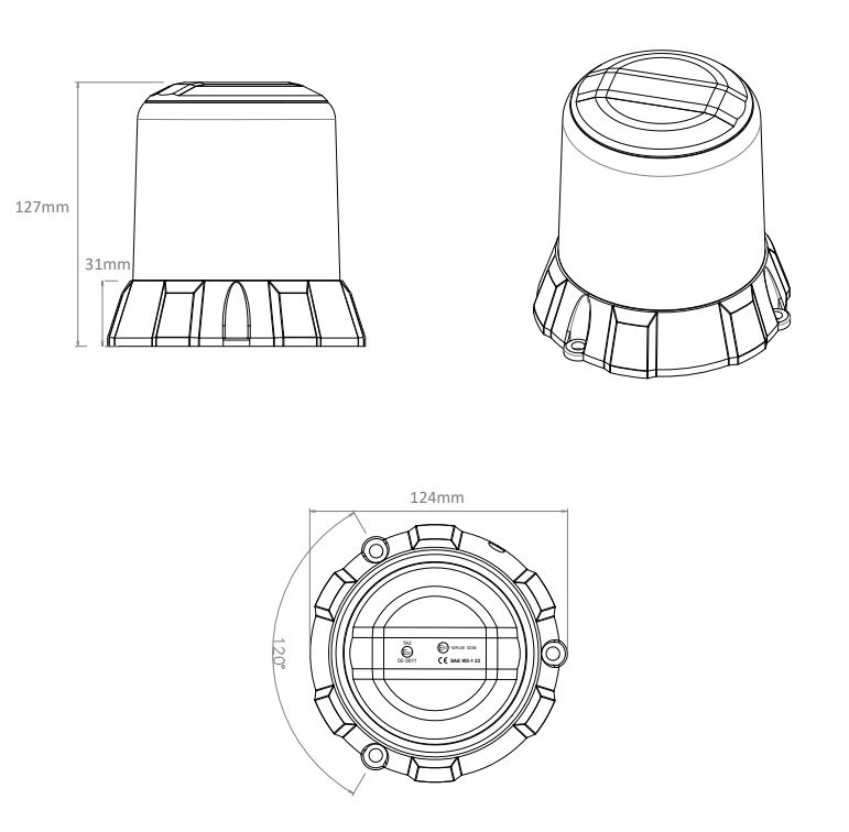 Robustný oranžový LED maják, oranžový hliník, 96W, ECE R65