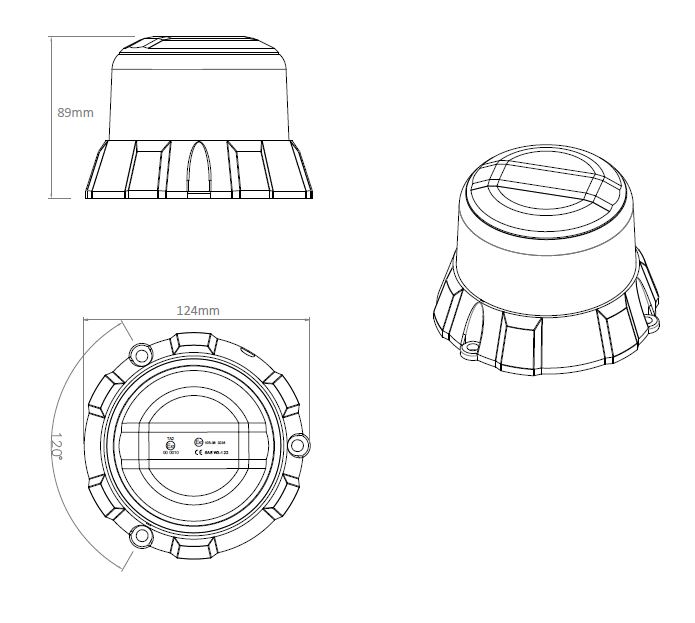 Robustný modro-červený LED maják, čierny hliník, 48W, ECE R10