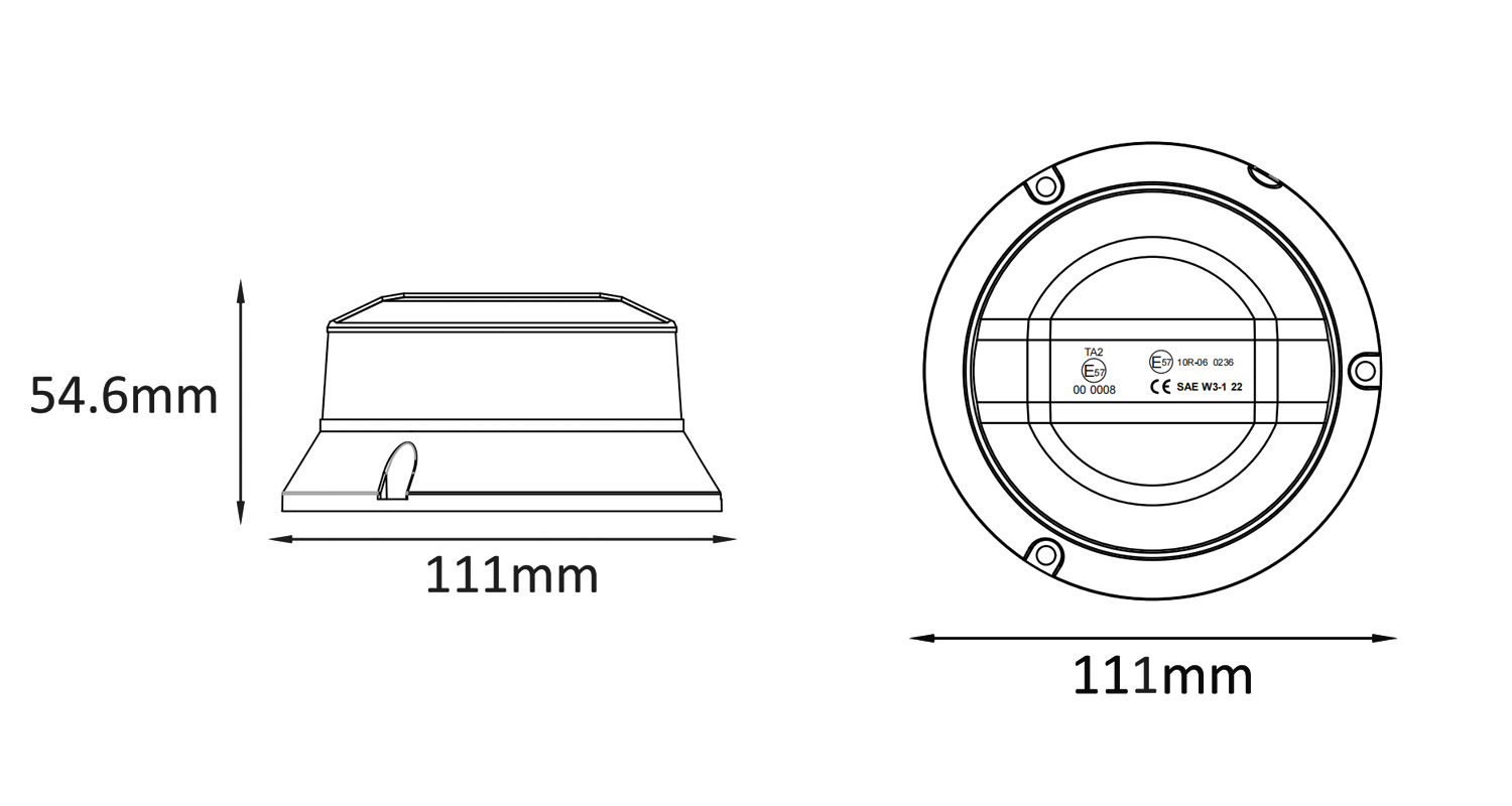 Robustný oranžový LED maják, oranžový hliník, 36W, ECE R65