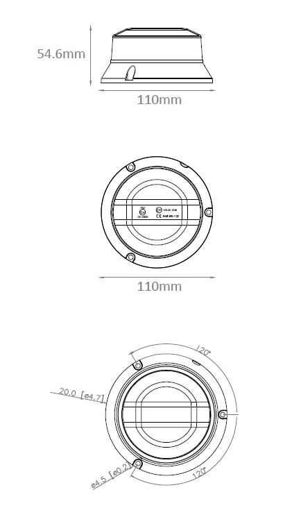 Robustný oranžový LED maják, čierny hliník, 36W, ECE R65