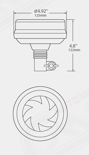 LED maják, 12-24V, 16x1W oranžový na držiak, ECE R65