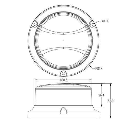 LED maják, 12-24V, 64x0,5W, oranžový, magnet, ECE R65 R10