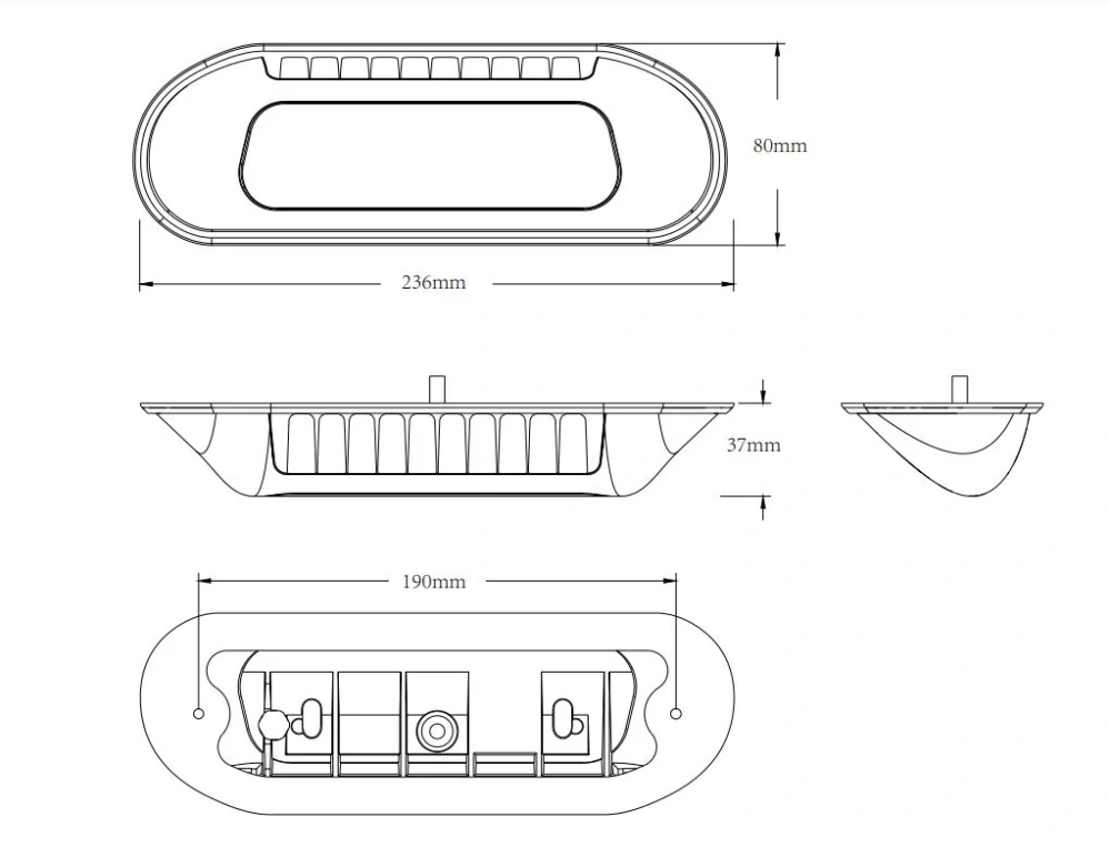 LED svetlo nástenné s výstražným svetlom, čierne, 35W, ECE R65