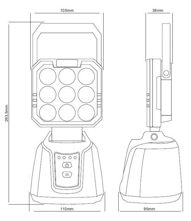 AKU LED svetlo s magnetom, powerbanka, 9x3W, 263x110mm
