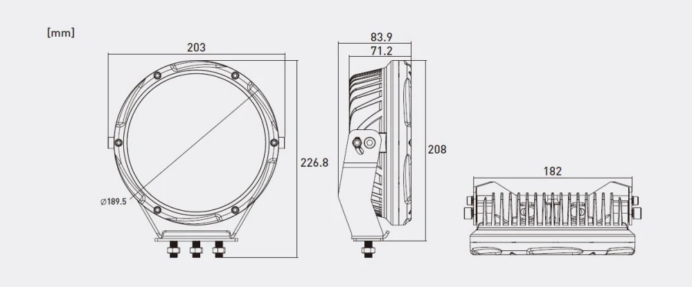 LED svetlo guľaté s pozičným a výstražným svetlom, 140W, ECE R65, R10, R148, R149