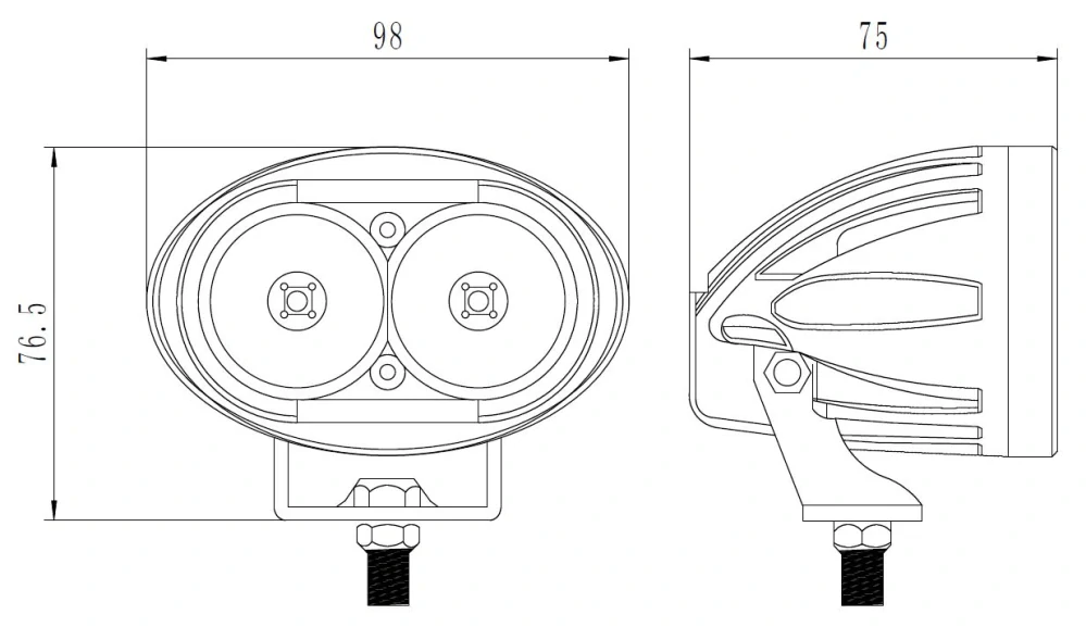 LED svetlo oválne, 2x10W, 98x76x75mm, ECE R10