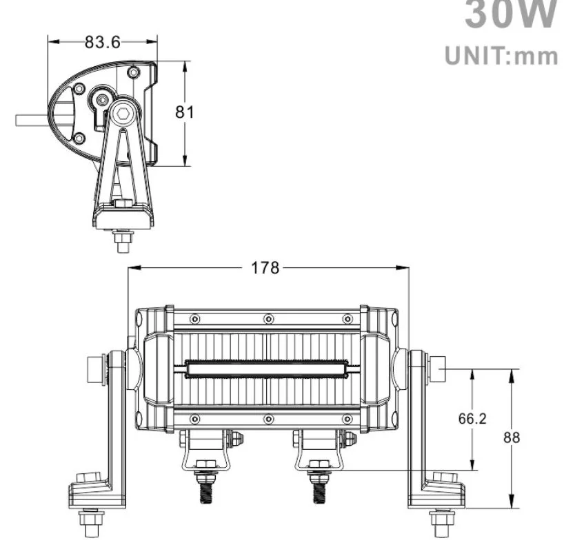 LED svetlo s pozičným svetlom, 10x3W, 178mm, ECE R10