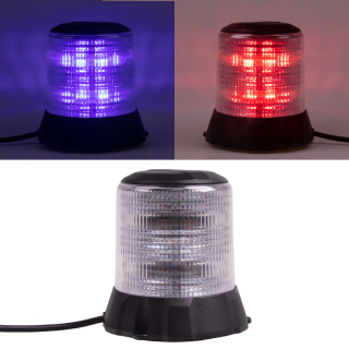 Robustný modro-červený LED maják, čierny hliník, 96W, ECE R10