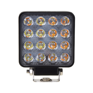 LED svetlo štvorcové biele/oranžové, 16x3W, 110x110mm, ECE R10