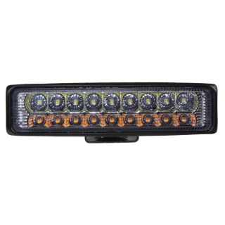 LED svetlo obdĺžnikové, biele/oranžové, 18x3W, 150 mm, ECE R10